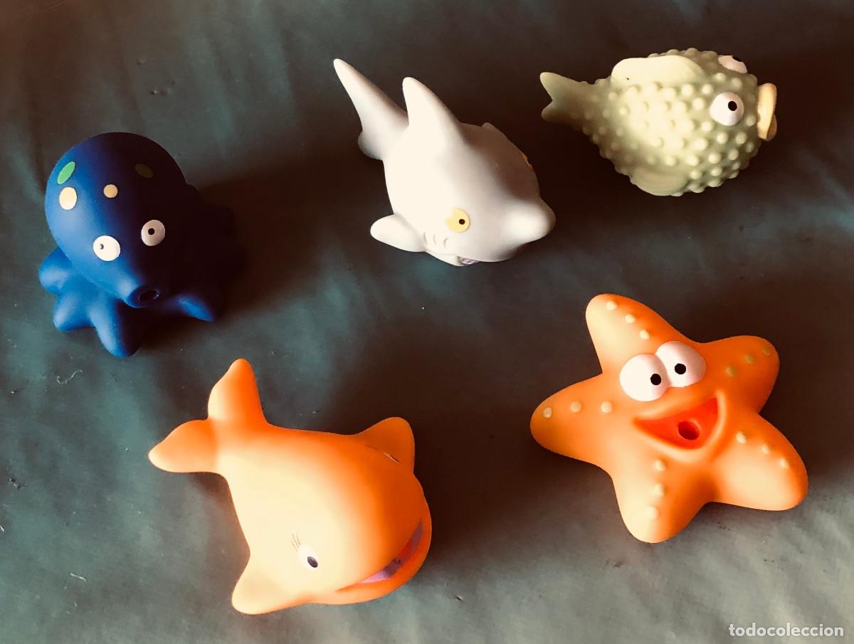 Figuras de Goma y PVC: 5 figuras infantiles. Animales marinos. De pl&aacute;stico flexible. Como nuevos.