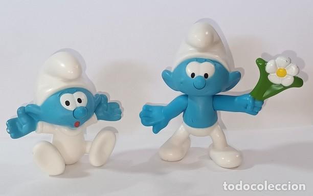 lote de 2 figuras medianas 7 cm - los pitufos - - Compra venta en