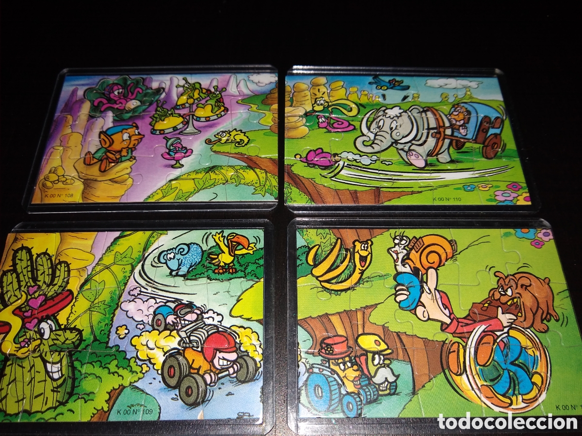 Kinder &Uuml;berraschung: Kinder Ferrero 384 puzzle juguetes K00 108 a 111 serie completa de 4 puzzles en funda con 4 BPZ