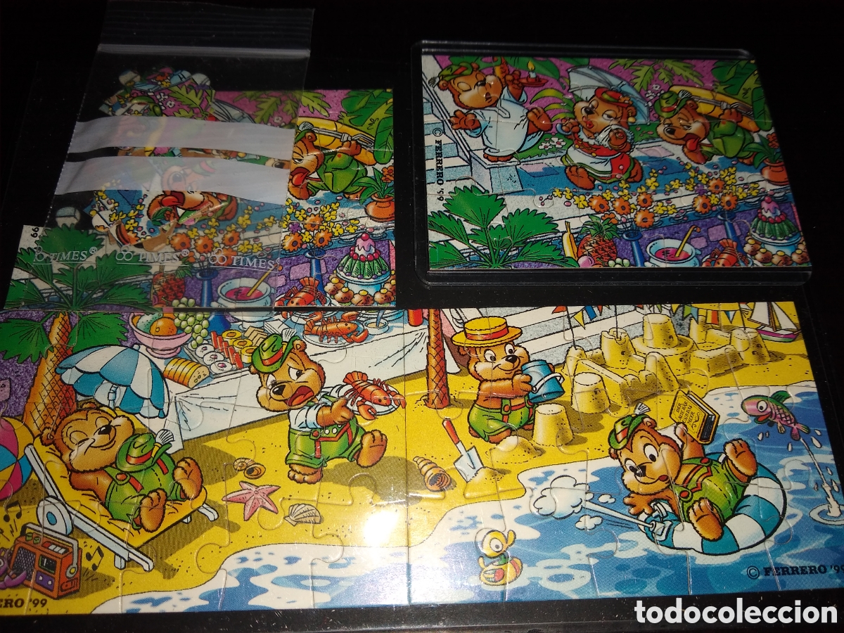 Figurines en Caoutchouc et PVC: Kinder Ferrero 419 puzzle Teddy de vacaciones serie completa de 4 puzzles con 1 BPZ
