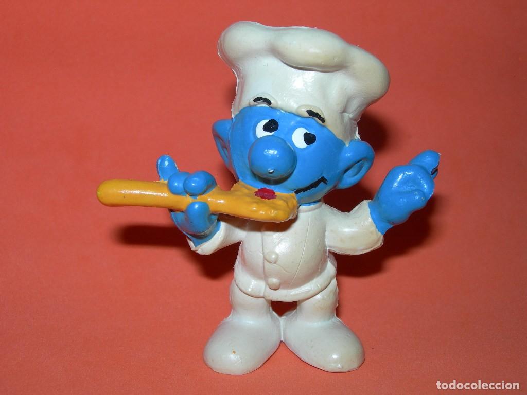 Figuras de Goma y PVC: FIGURA PVC PITUFO COCINERO CON CUCHARA - A&Ntilde;OS 80 - SIN MARCA -
