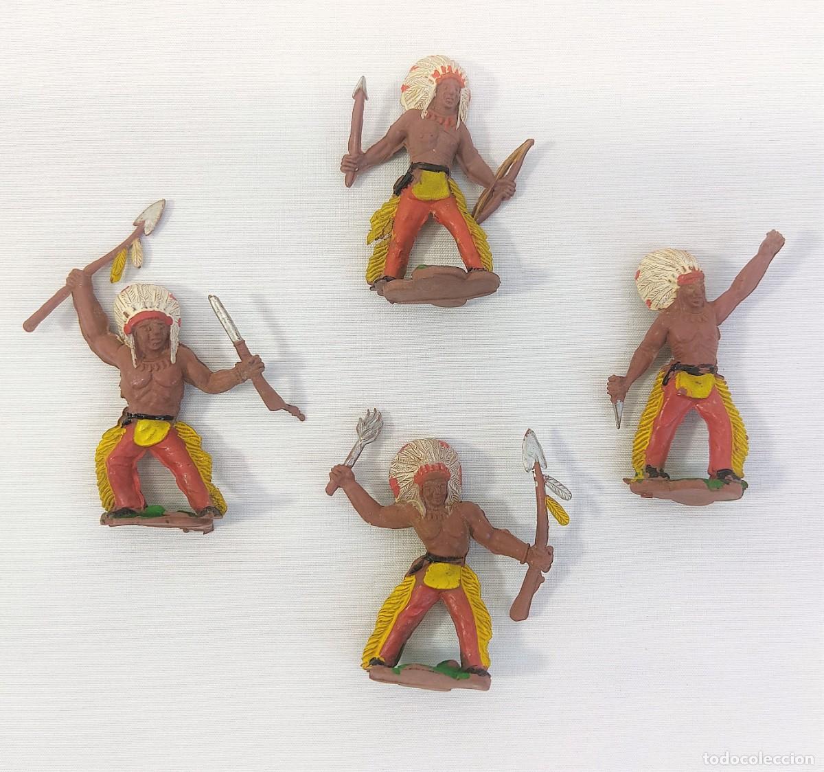 Figuras de goma y PVC: LOTE DE 4 INDIOS DE JECSAN. - Foto 1