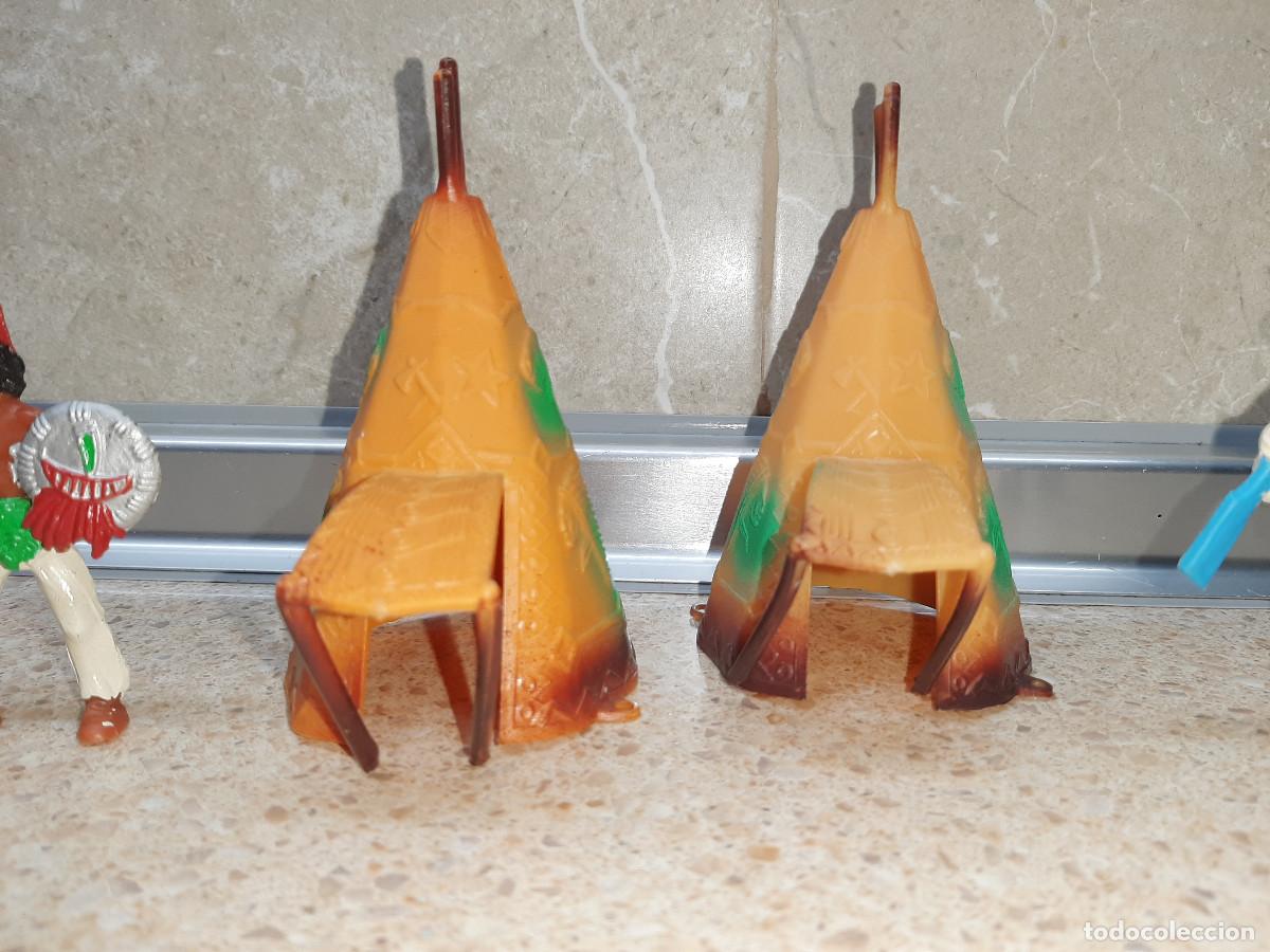 Figuras de goma y PVC: LOTE DE 6 INDIOS Y DOS TIPI DE COMANSI, FORT COMANSI, INDIOS Y VAQUEROS * BUEN ESTADO * - Foto 4