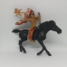 Figuras de Goma y PVC: LAFREDO OESTE JEFE INDIO A CABALLO SERIE GRANDE 9,5 CM NO COWBOY ORIGINAL AÑOS 70 PTOY