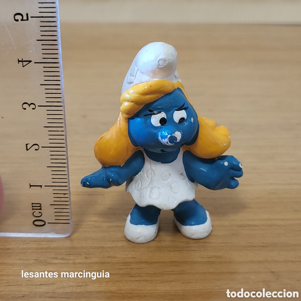 Figurine Schtroumpfette Rare - Emblème Rarissime - Marque PEYO - Collection BD Smurf