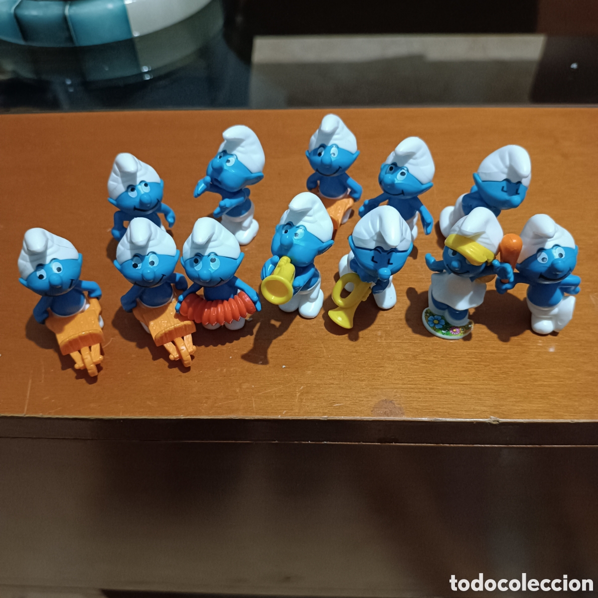 Figuras de Borracha e PVC: LOTE 12 PITUFOS KINDER