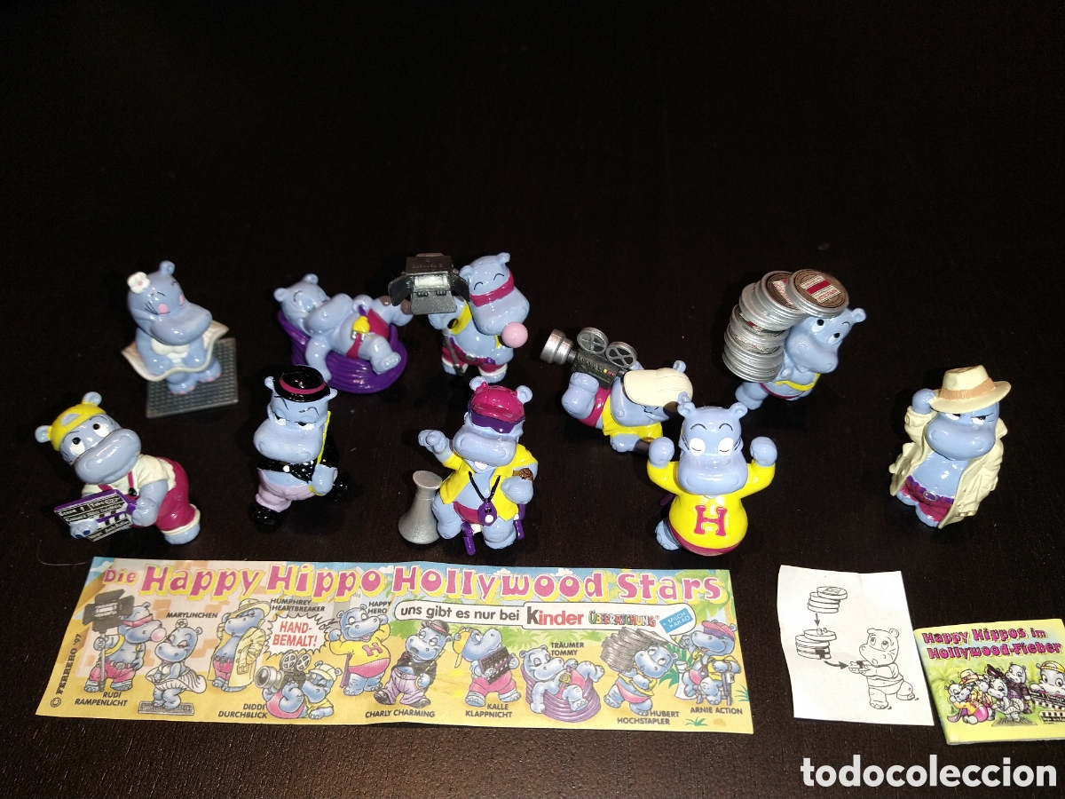 Figuras de goma Kinder: kINDER FERRERO 027B serie hipop&oacute;tamos happy hippo hollywood stars completo 10 fig.+2 bpz