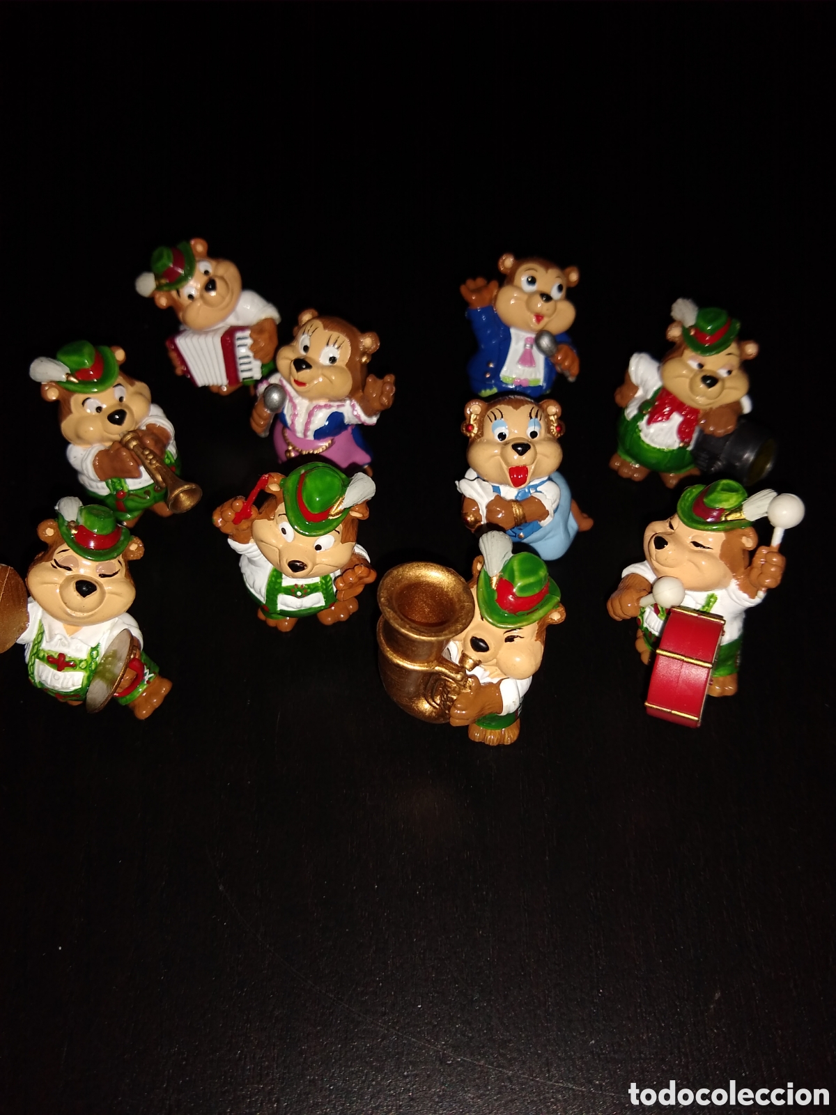 Figuras de goma Kinder: Kinder Ferrero 362 oso Teddy m&uacute;sicos top ten teddies completo 10 fig.+ 10 BPZ