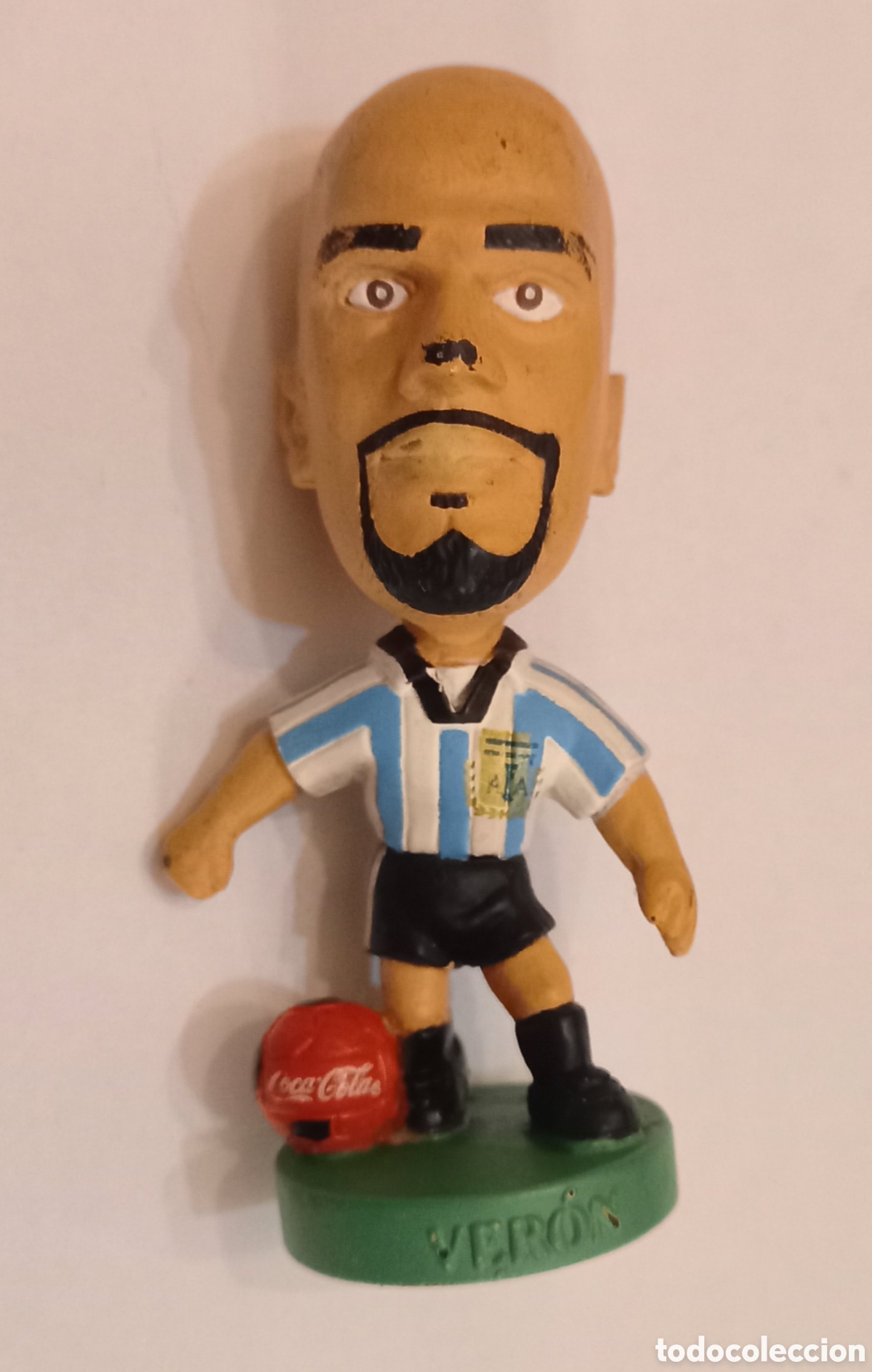 Figure di Gomma e PVC: Figura vintage Mundial '98 jugador Argentino &rdquo;Ver&oacute;n&rdquo; publicidad Coca Cola