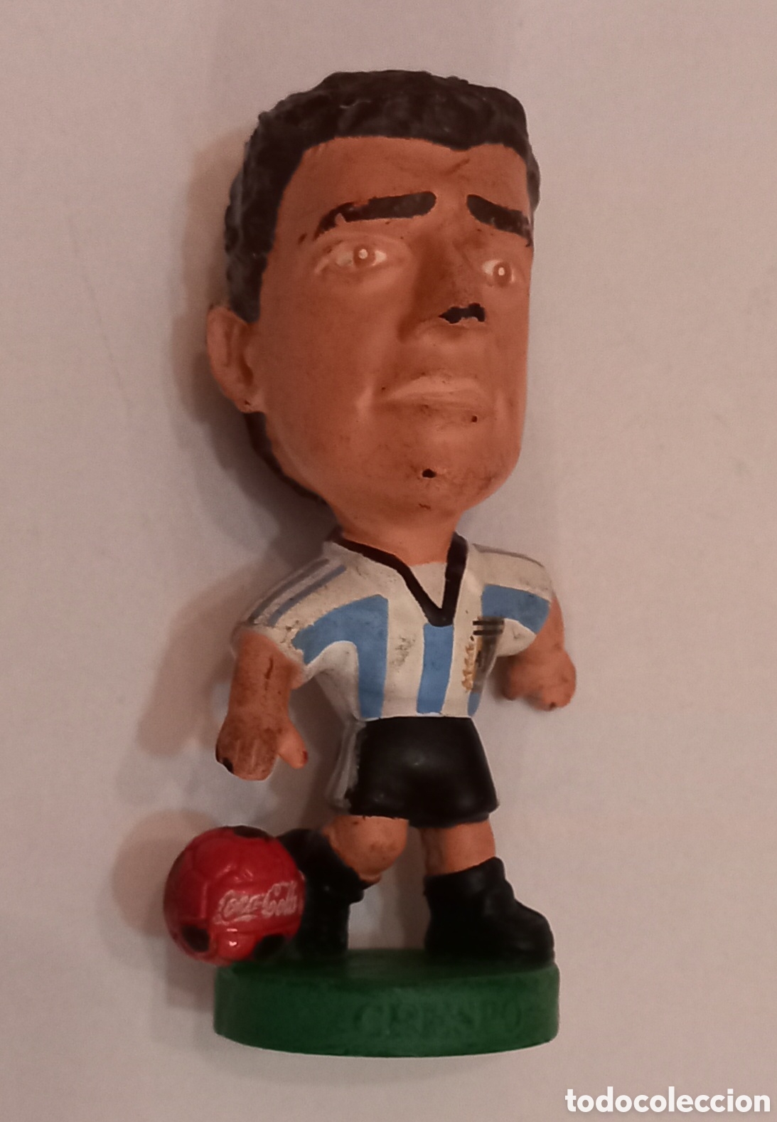 Figure di Gomma e PVC: Figura vintage Mundial '98 jugador Argentino &rdquo;Crespo&rdquo; publicidad Coca Cola