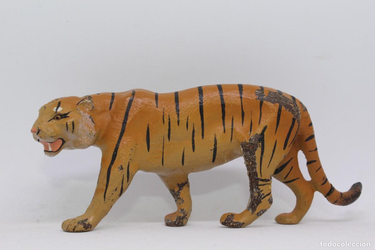 Figuras de goma y PVC: ANIMALES LINEOL ELASTOLIN COMPOSICI&Oacute;N - TIGRE - Foto 1