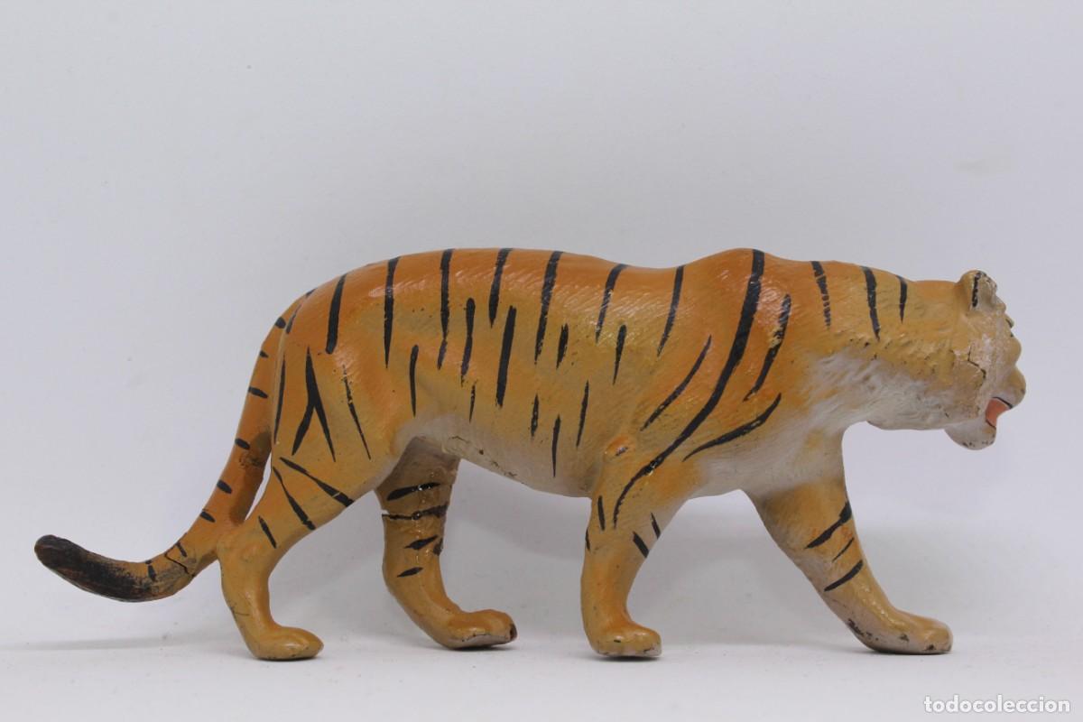 Figuras de goma y PVC: ANIMALES LINEOL ELASTOLIN COMPOSICI&Oacute;N - TIGRE - Foto 2