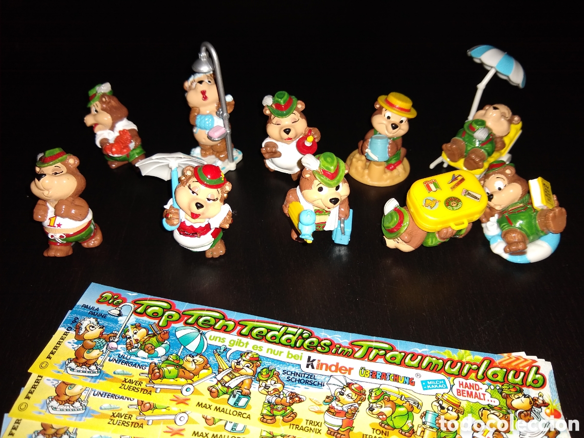 Figuras de goma Kinder: Kinder Ferrero 431 oso Teddy vacaciones viajero top ten teddies completo 10 fig.+ 1 BPZ