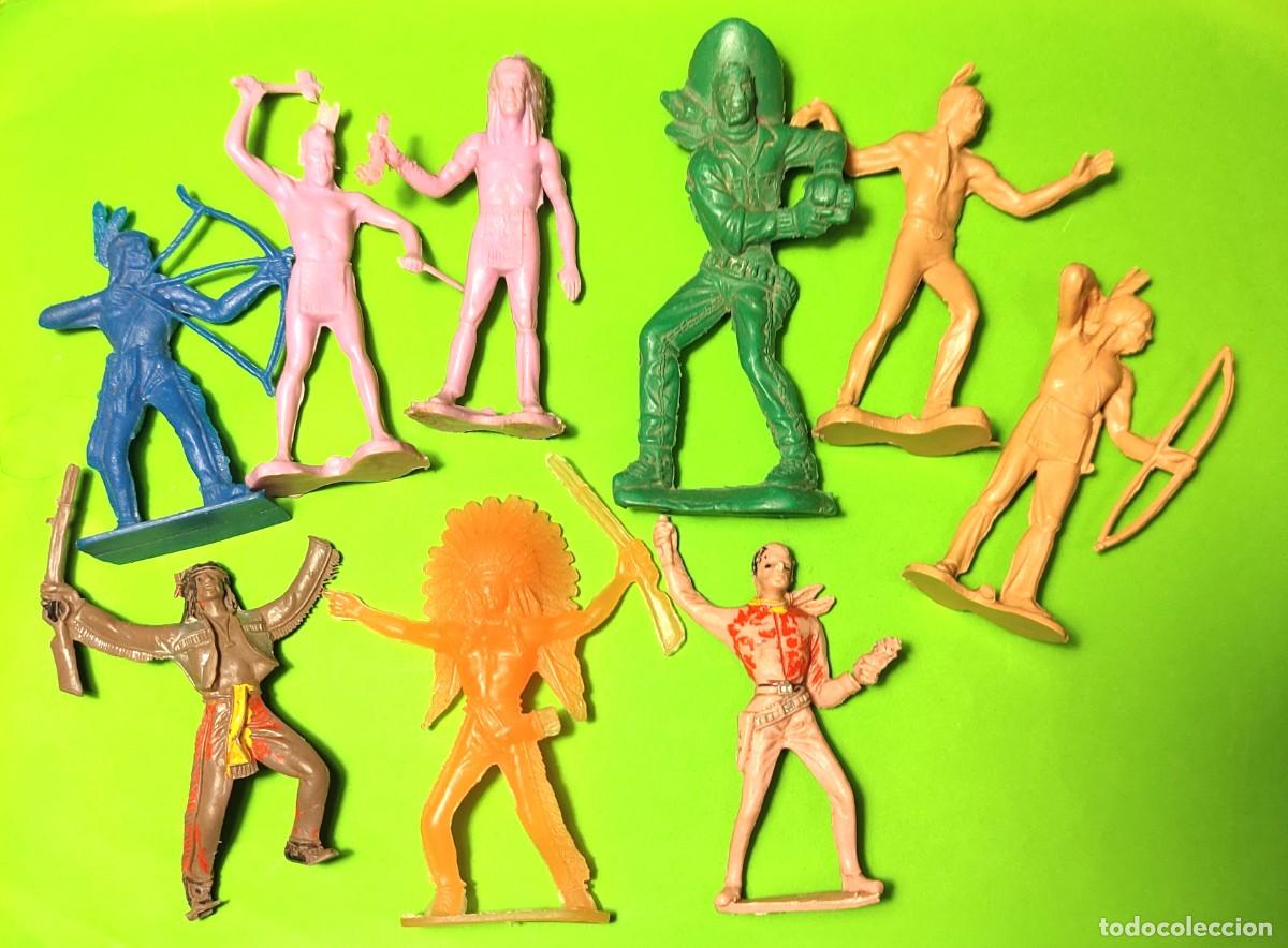 Figuras de goma y PVC: FIGURAS DE INDIOS Y VAQUEROS * 9 FIGURAS * PLASTICO DURO - Foto 1