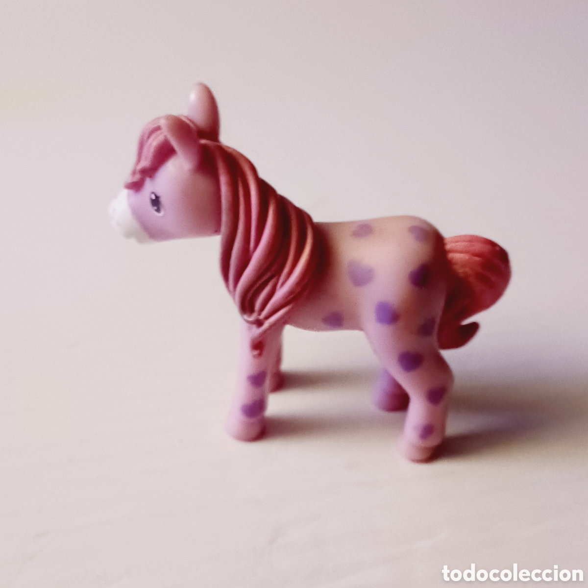 Rubber and PVC Figures: Figura pvc caballo rosa marca corazones 6x5 cm