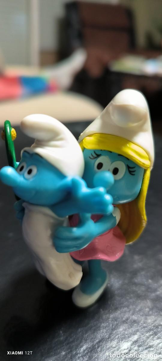 Figuras de Goma y PVC: PITUFO PITUFA NI&Ntilde;ERA