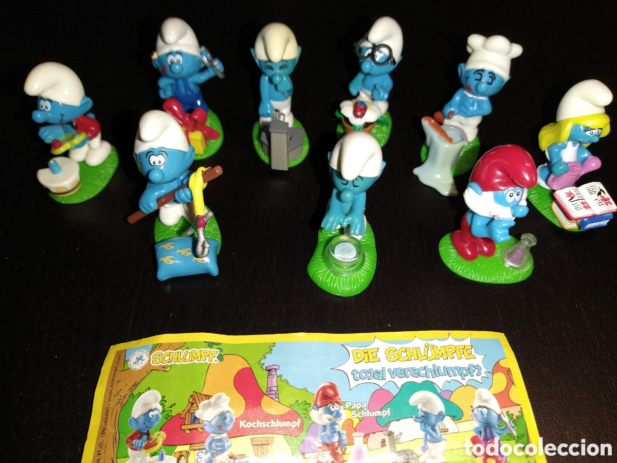 Kinder &Uuml;berraschung: K&iacute;nder Ferrero 505 Pitufos completa 9 fig. (sin BPZ - el de la foto se muestra s&oacute;lo como referencia)