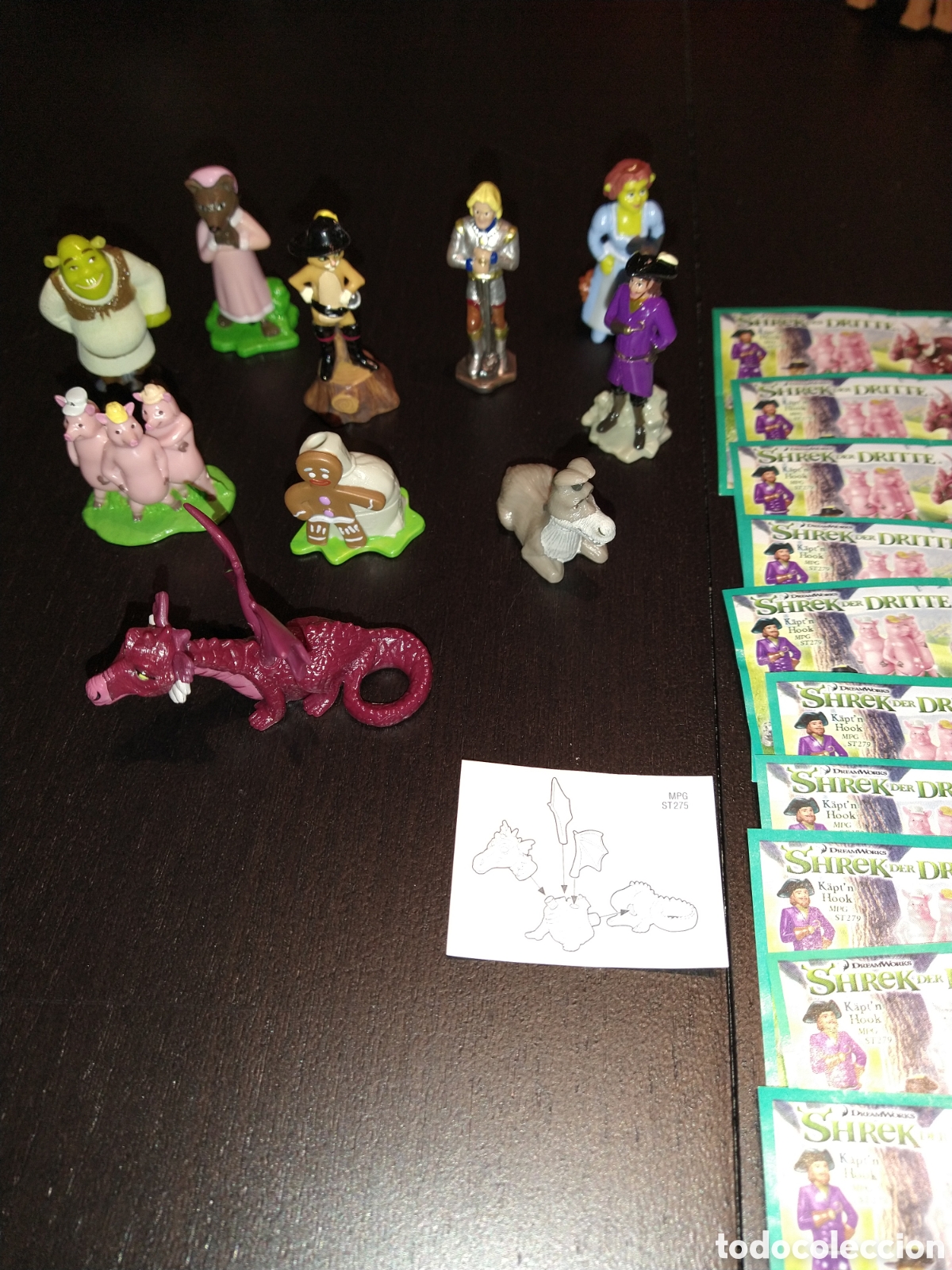 Kinder &Uuml;berraschung: K&iacute;nder Ferrero 506 Shrek y el drag&oacute;n 2007 complet&iacute;sima 10 fig. + 10 bpz + papelito
