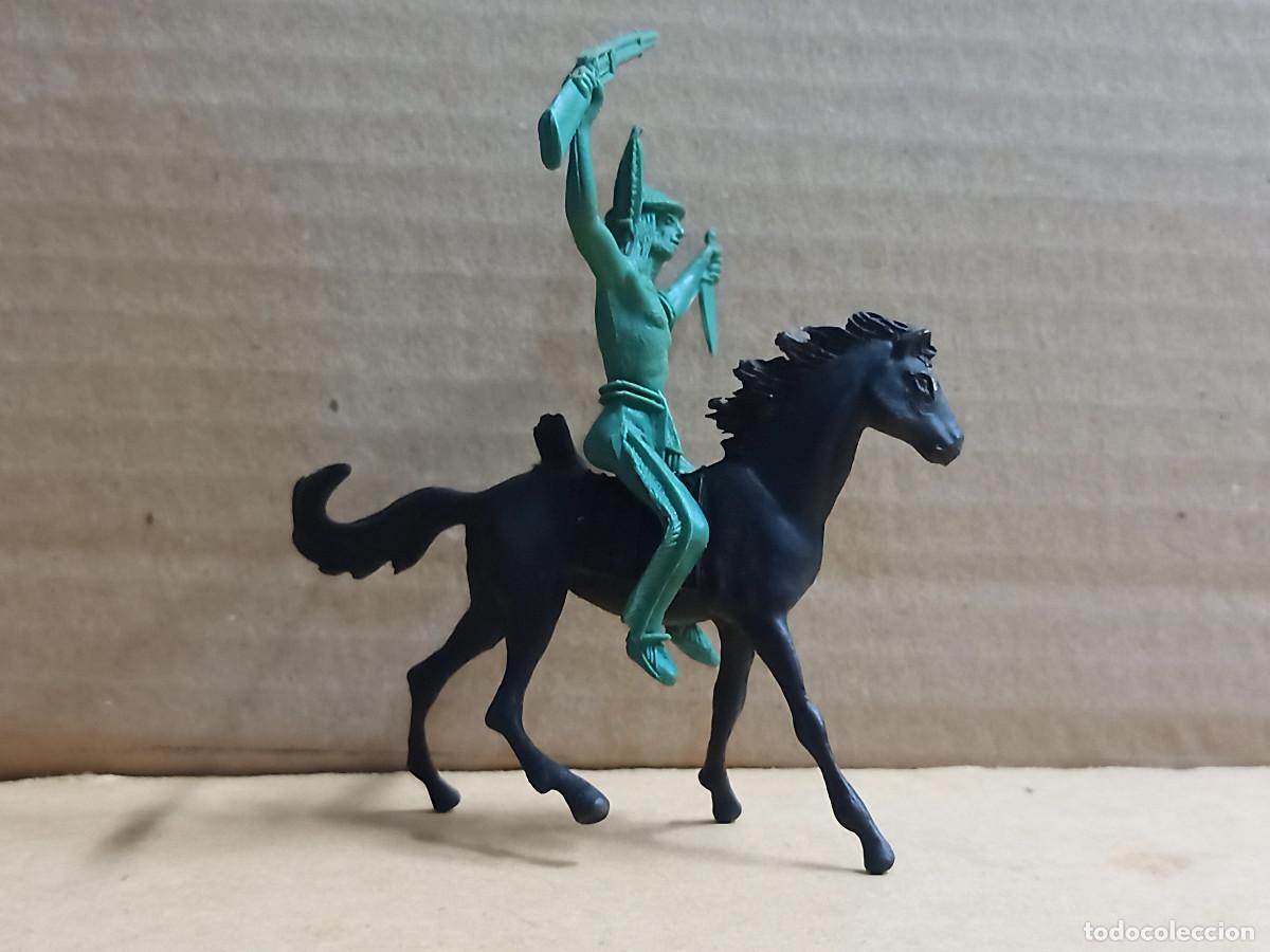 Figuras de goma y PVC: FIGURA DE PL&Aacute;STICO INDIO CON CABALLO COMANSI - Foto 1