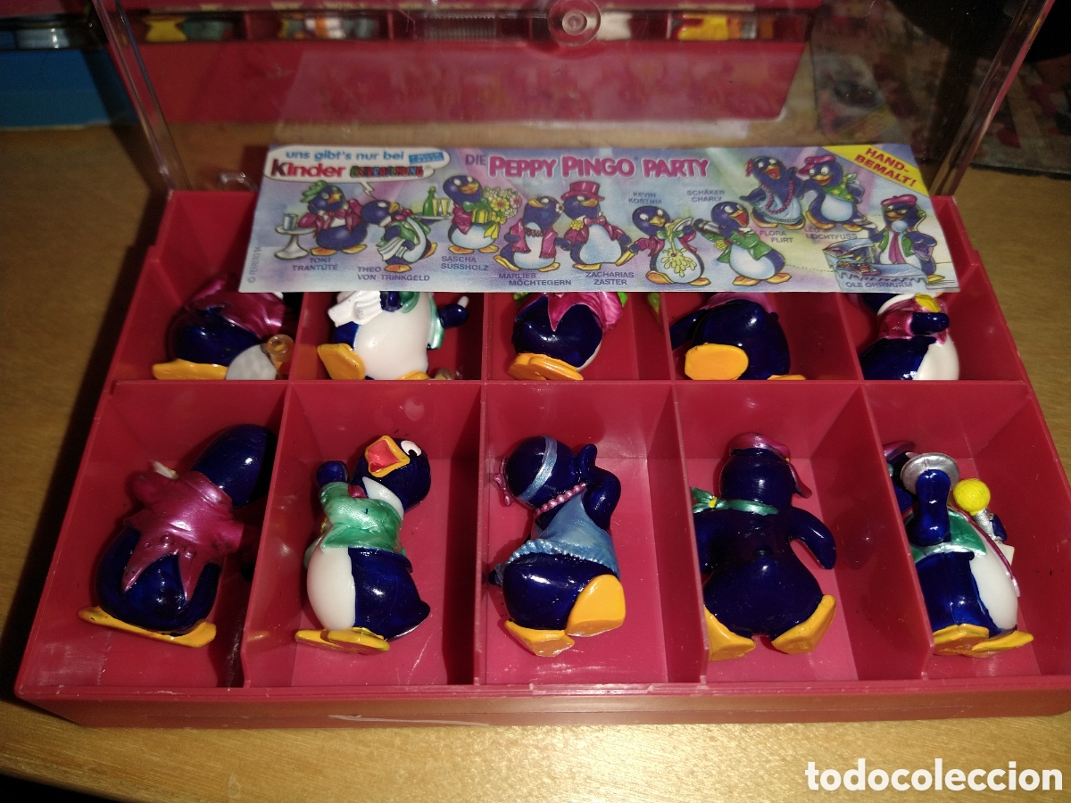 Figuras de goma Kinder: Kinder ferrero 023 peppy pingo party ping&uuml;ino fiesta 1994 completo 10 fig.+1 BPZ sin caja