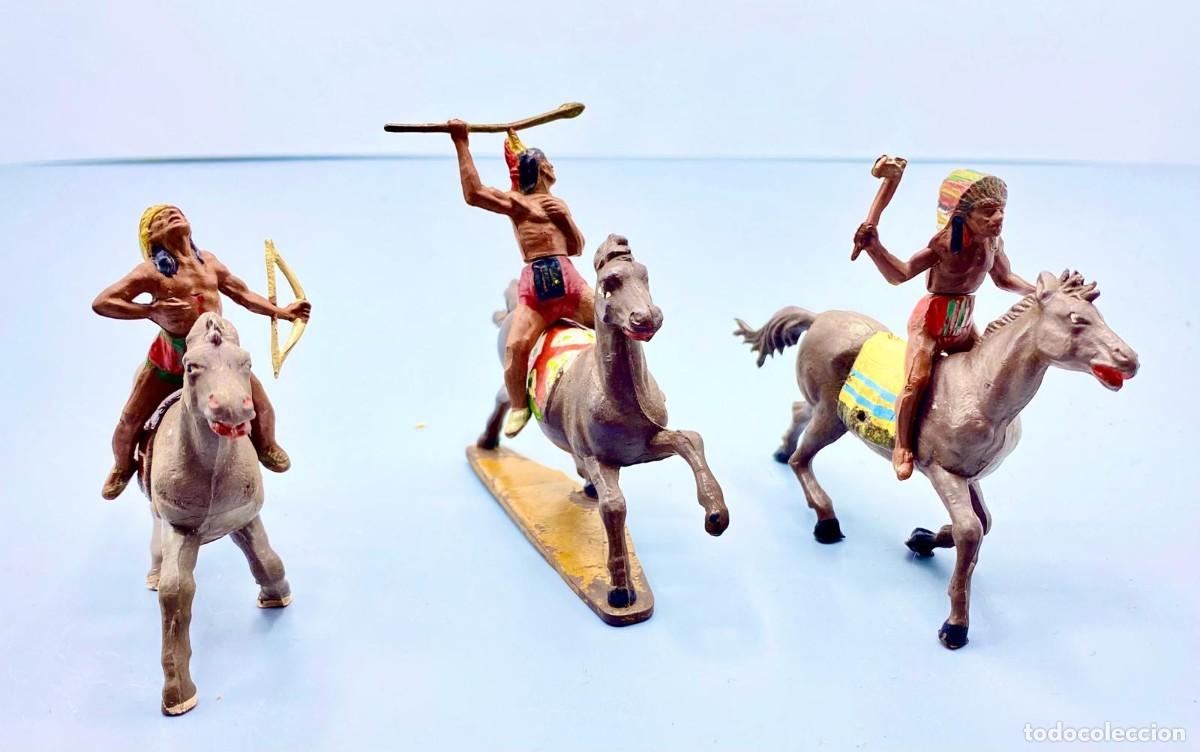 Figuras de goma y PVC: INDIOS ACABALLO GAMA EN GOMA. - Foto 1