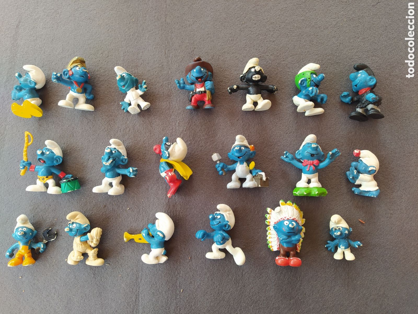 Figuras de goma y PVC: LOTE 18 PITUFOS PEYO SCHLEICH - Foto 1