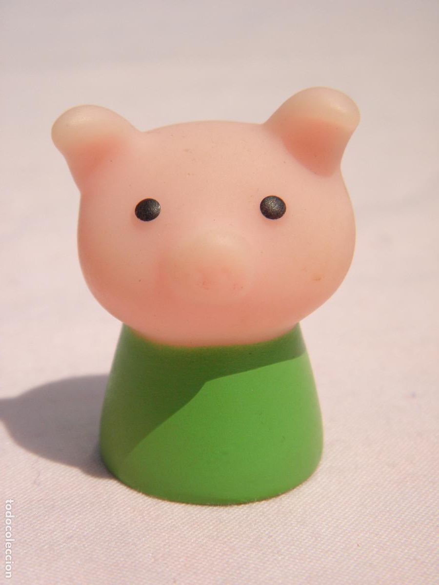 Figuras de Goma y PVC: Antigua figura mu&ntilde;eco de goma Cerdo cerdito de Djeco Par&iacute;s