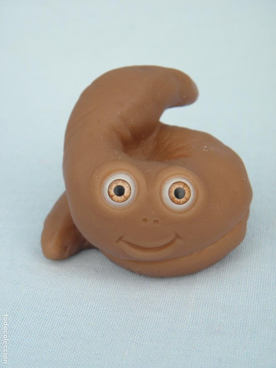 Figuras de Goma y PVC: Figurita mu&ntilde;eco Caca con carita de goma, estilo Emoji