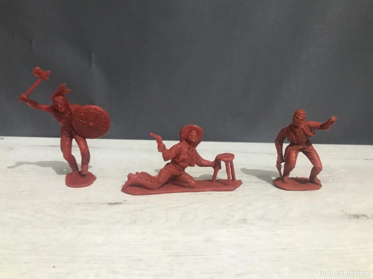 Figuras de goma y PVC: Lote de 3 figuras del antiguo oeste