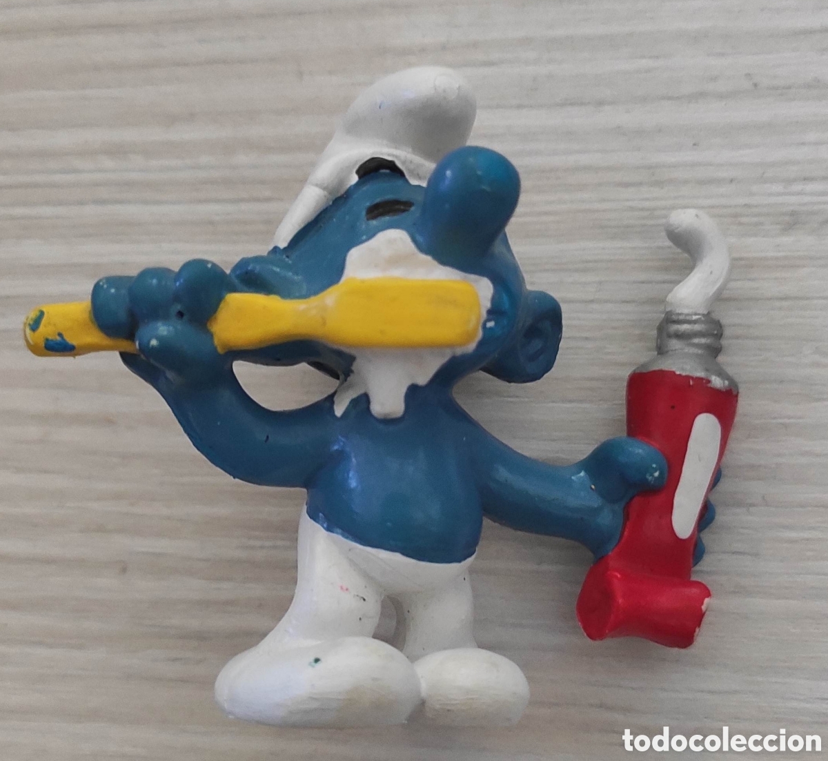 Figuras de goma y PVC: PITUFO PEYO SCHLEICH Cepillado Dientes - Foto 1