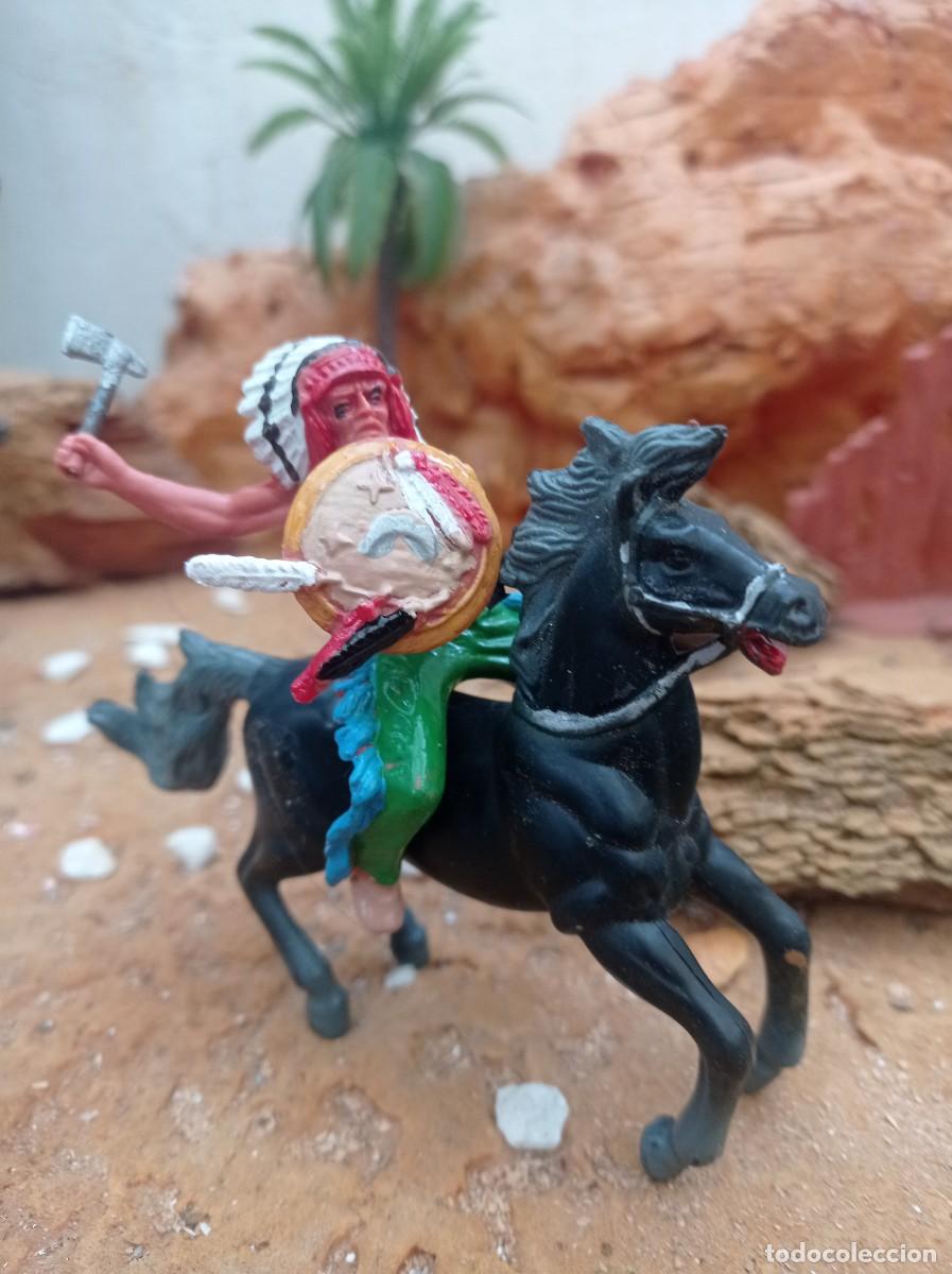 Figuras de goma y PVC: Indio con caballo de elastolin jecsan - Foto 1