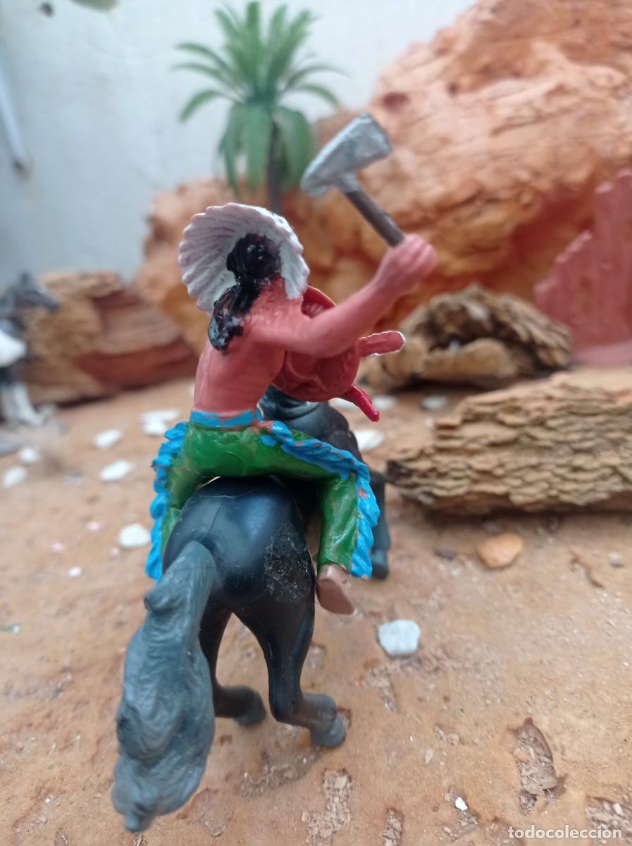 Figuras de goma y PVC: Indio con caballo de elastolin jecsan - Foto 2
