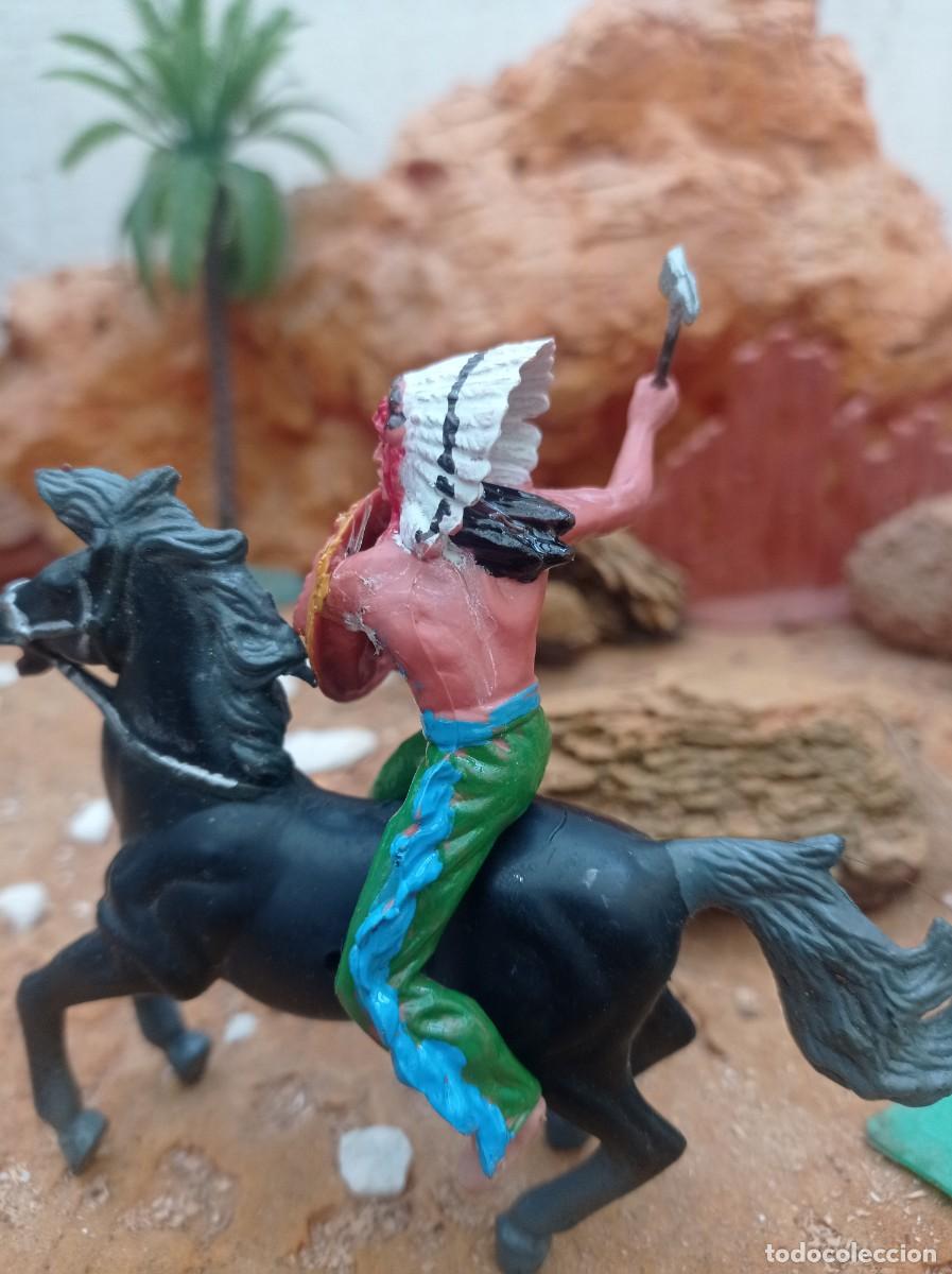 Figuras de goma y PVC: Indio con caballo de elastolin jecsan - Foto 3
