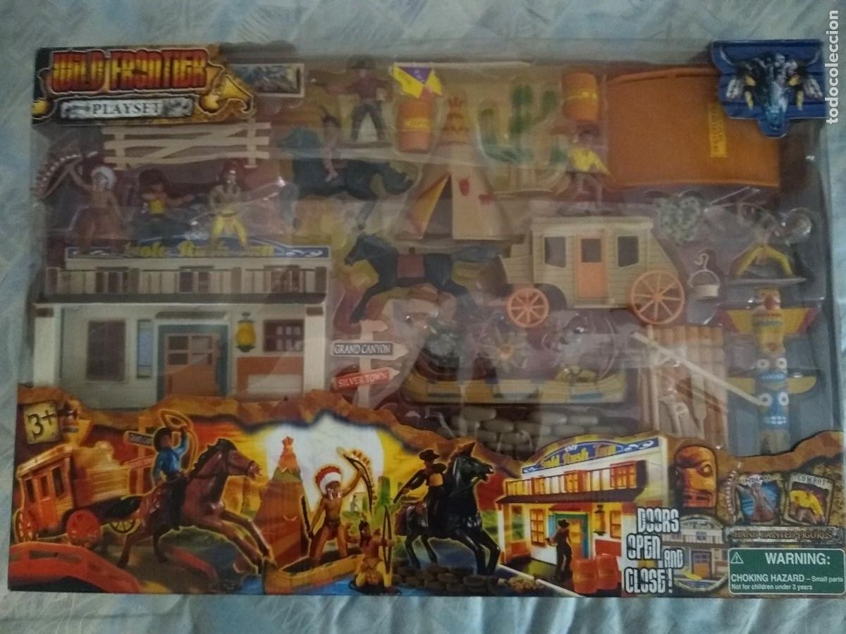 Figuras de Goma y PVC: Play set indios y cowboys