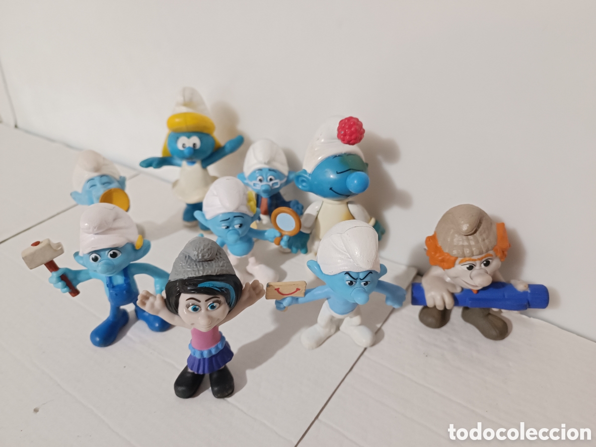 Figuras de goma y PVC: Figuras Los pitufos McDonalds - Foto 6