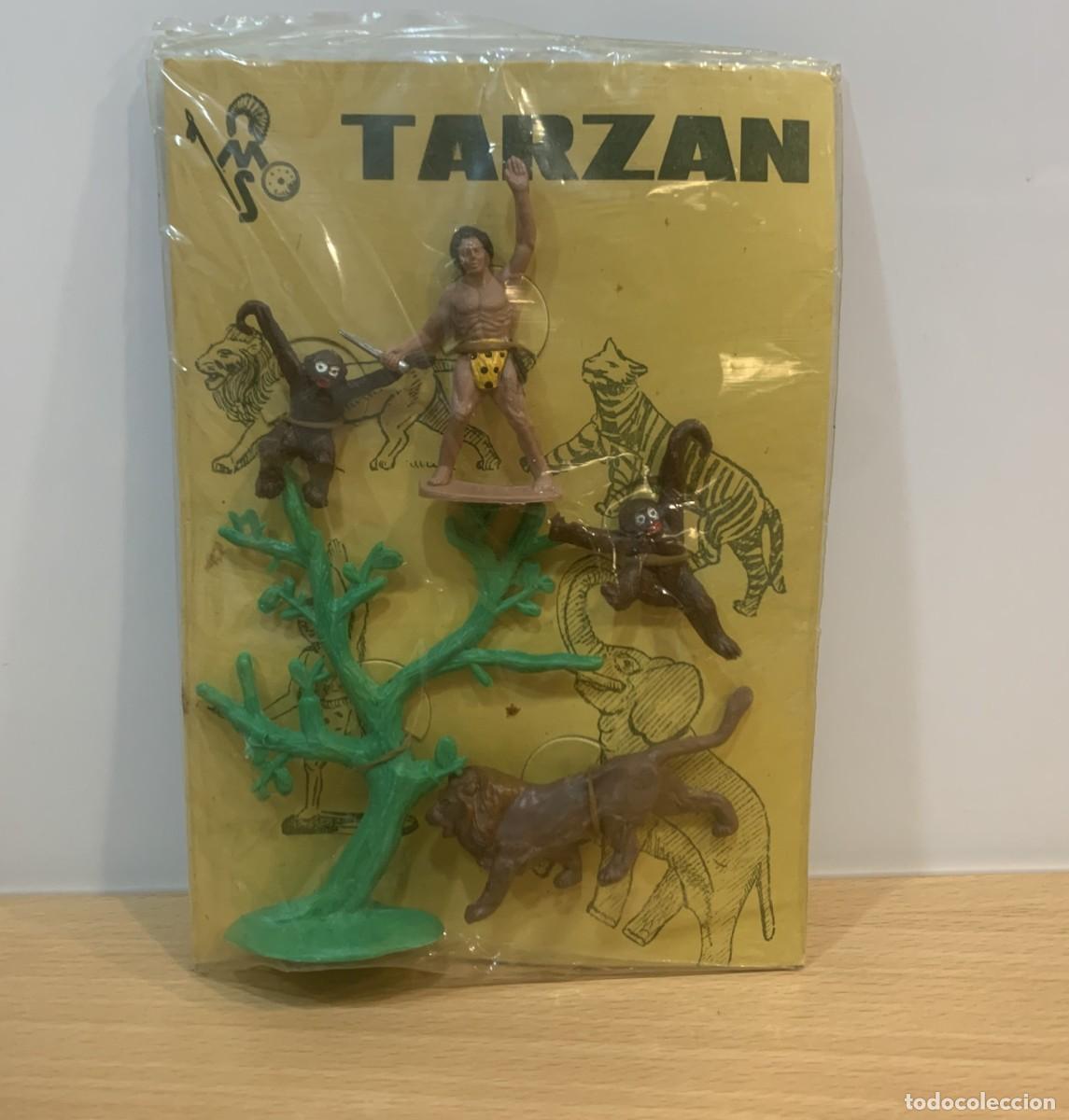 Figuras de Goma y PVC: BL&Iacute;STER A&Ntilde;OS 70 CON 5 FIGURAS DE PVC PARA DIORAMA DE LA CASA MS - TARZ&Aacute;N