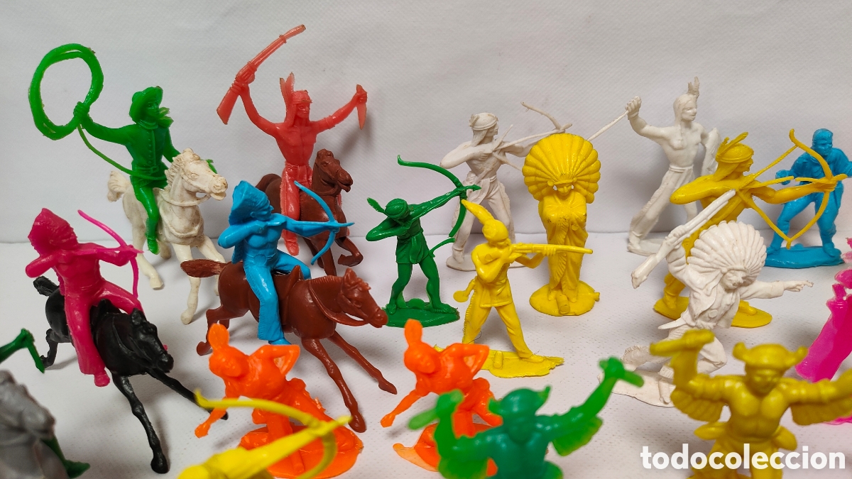 Figuras de goma y PVC: Lote Indios Y Vaqueros De Pl&aacute;stico Comansi A&ntilde;os 80 - Foto 2