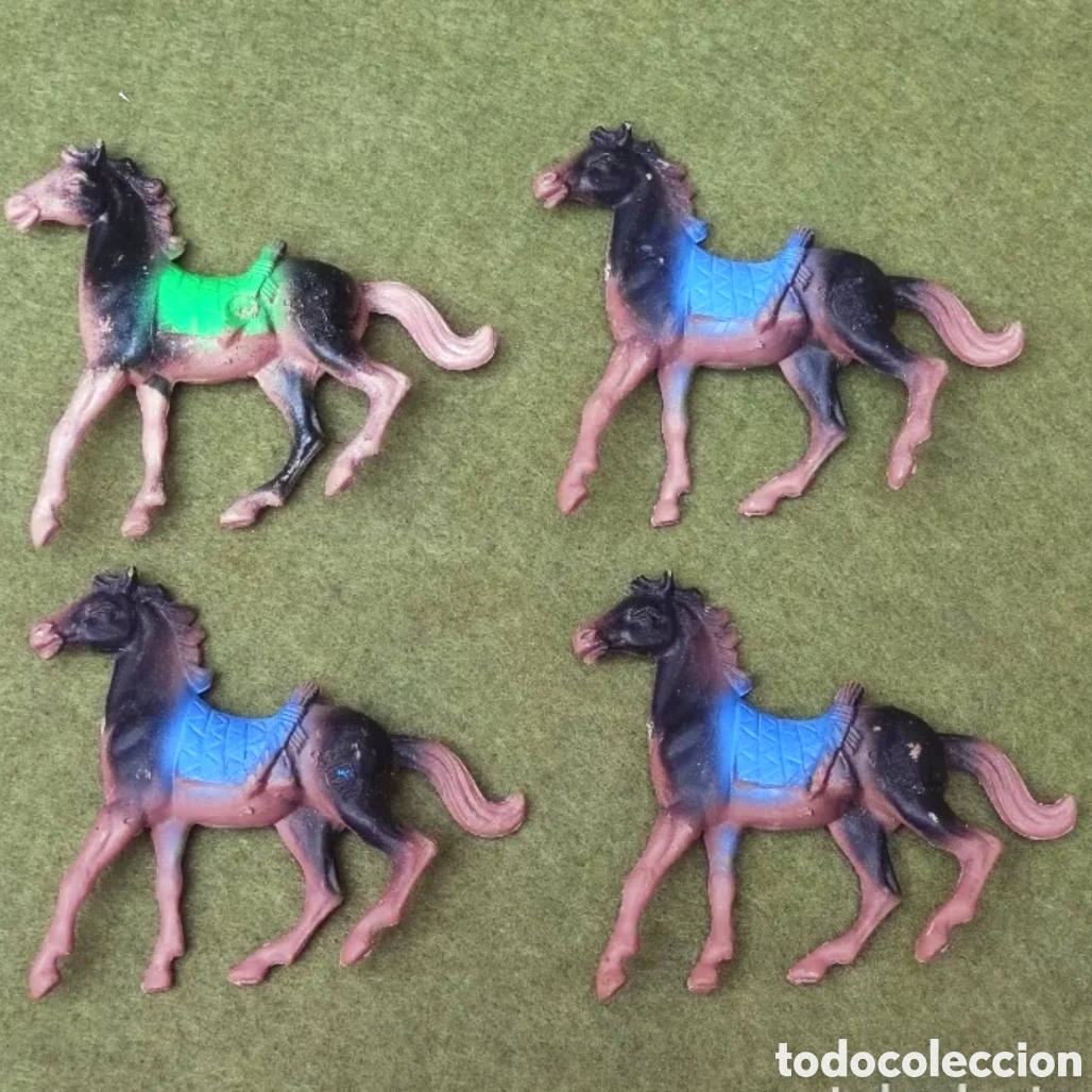 Figuras de goma y PVC: Comansi caballos 3a &eacute;poca Lote 5 indios vaqueros - Foto 6