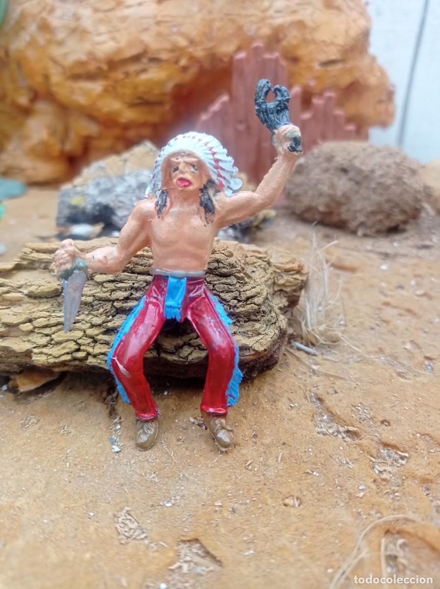 Figuras de goma y PVC: Indio con caballo de elastolin comansi - Foto 4