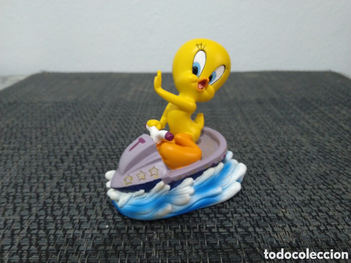 Figurines en Caoutchouc et PVC: FIGURA RESINA TWEETY PIOLIN WARNER BROSS 8CM MOTO DE AGUA