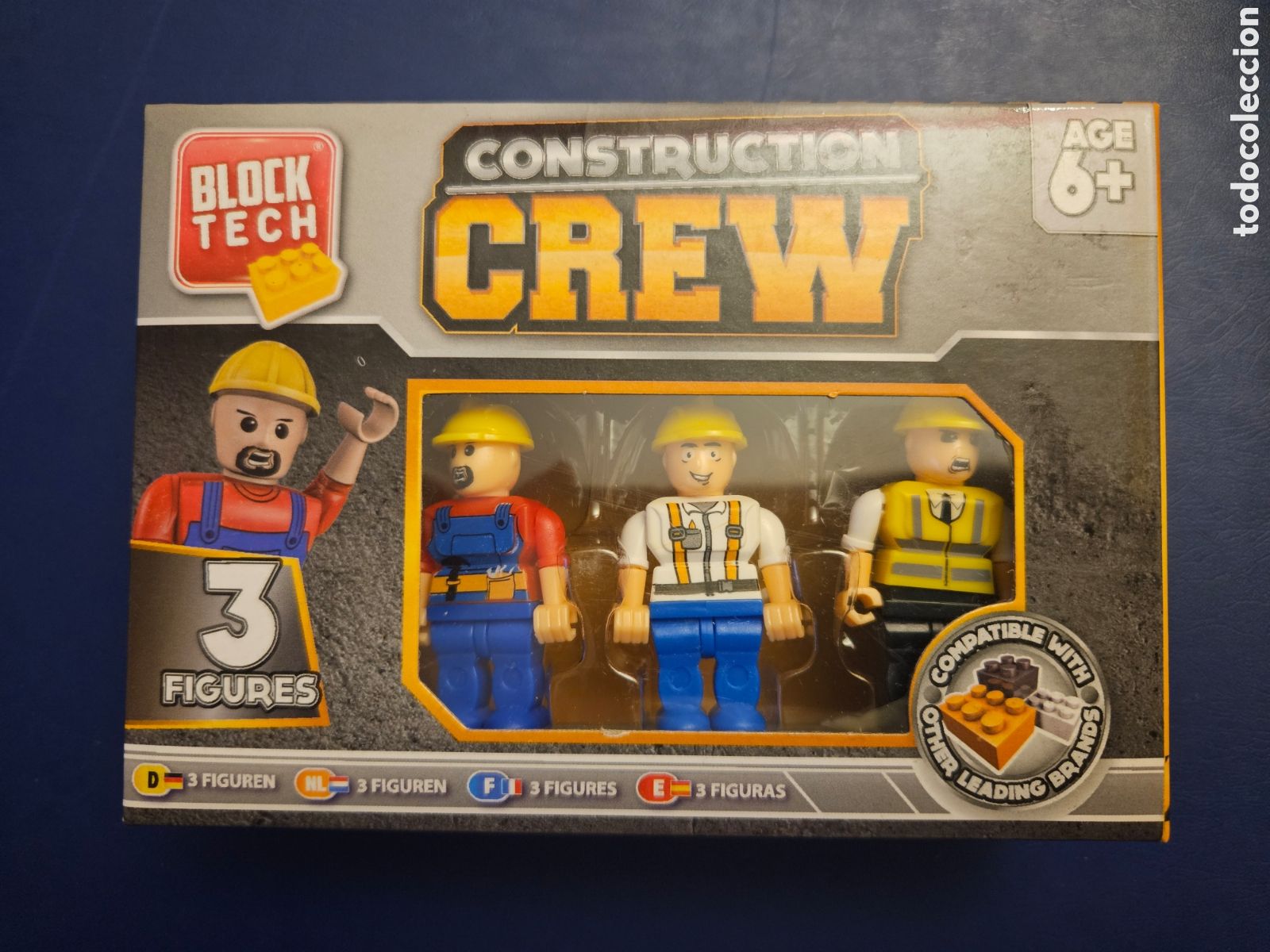 Figuras de goma y PVC: 3 FIGURAS CONSTRUCTION CREW BLOCK TECH COMPATIBLE LEGO 2018 - Foto 1