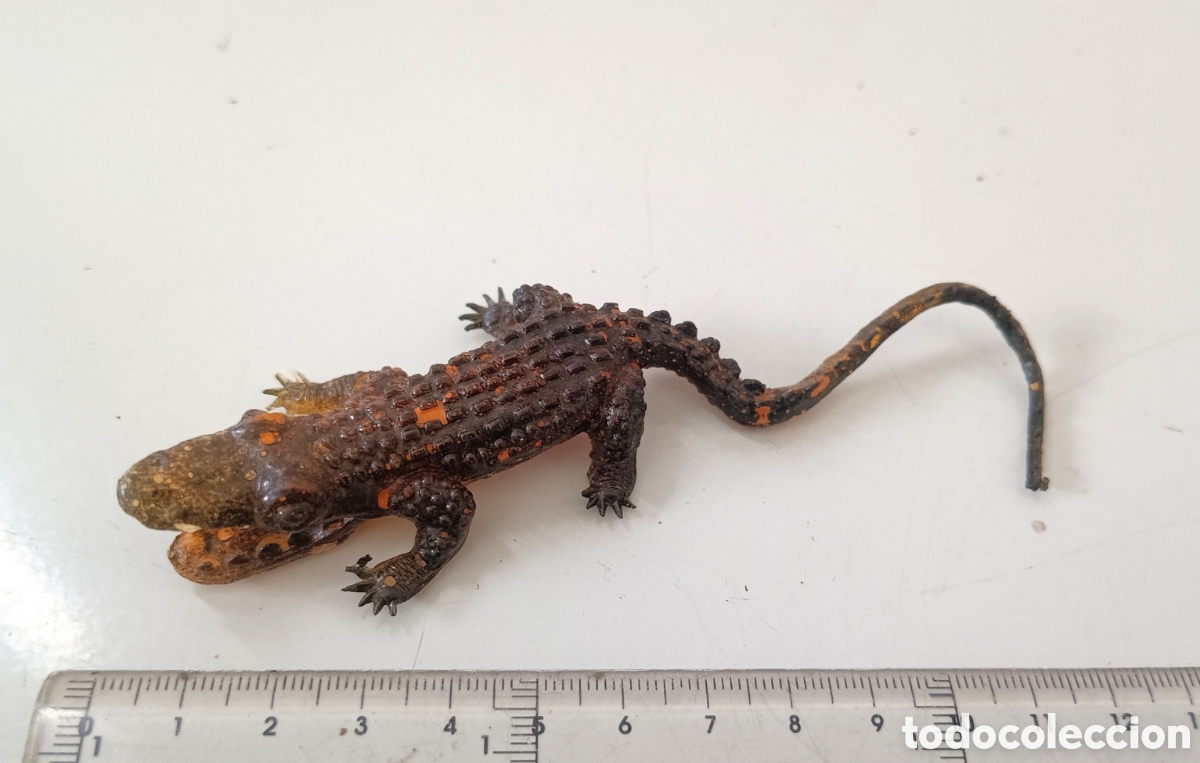 Figuras de Goma y PVC: Cocodrilo lagarto goma blanda jiggler mu&ntilde;eco juguete figura vintage