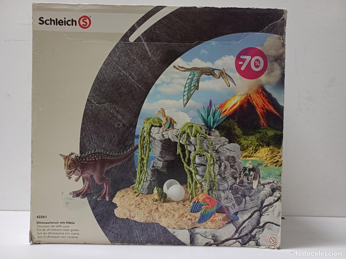 Figuras de goma y PVC: SET DE DINOSAURIOS CON CUEVA SCHLEICH. - Foto 1