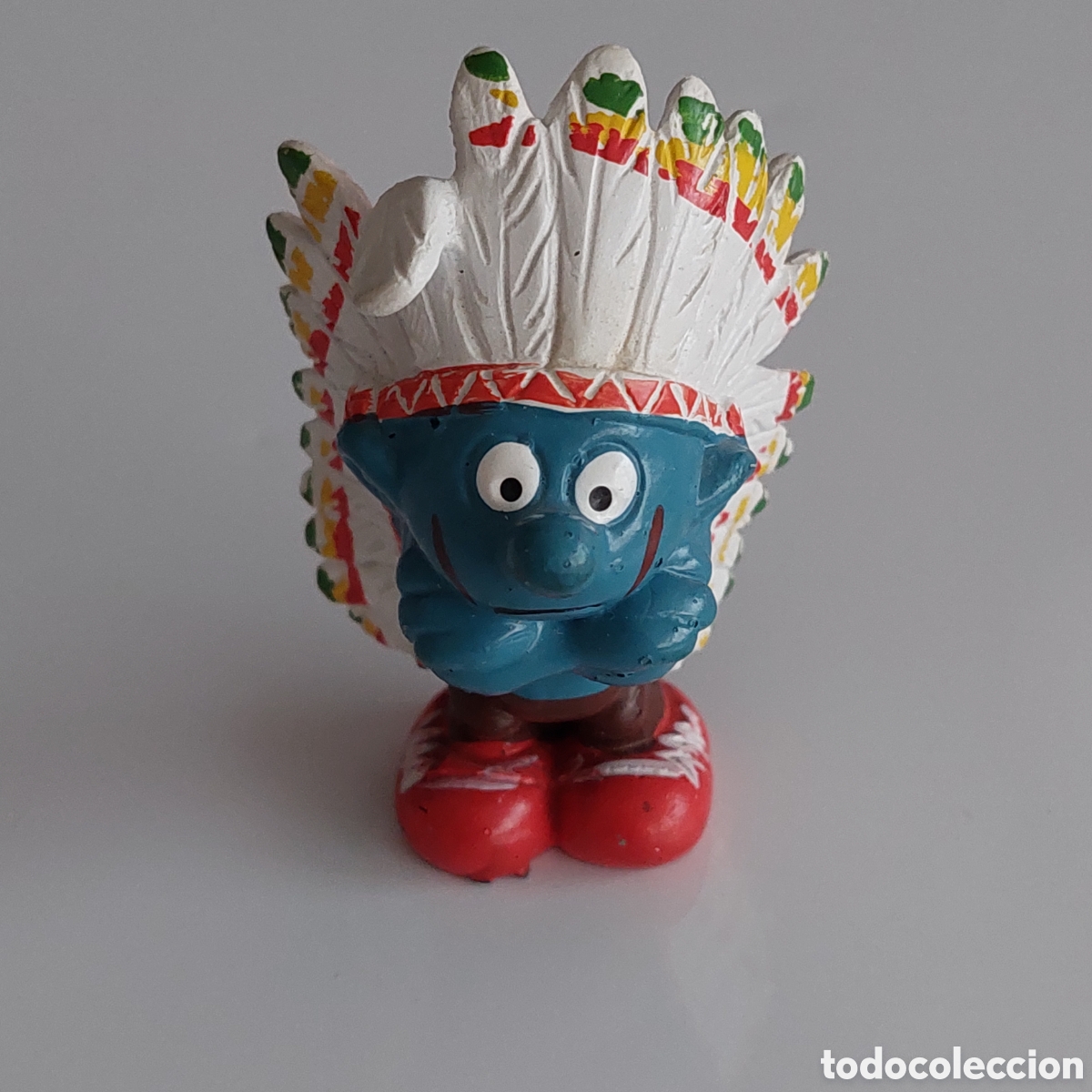 Figuras de goma y PVC: Pitufo jefe indio Peyo 1981 Schleich - Foto 2