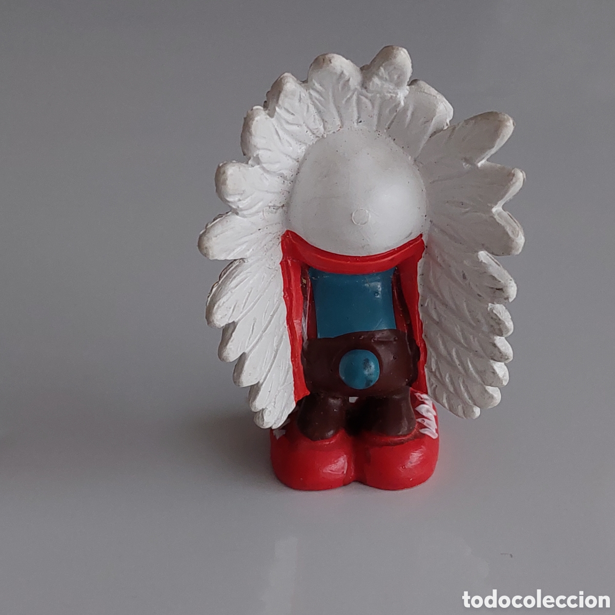 Figuras de goma y PVC: Pitufo jefe indio Peyo 1981 Schleich - Foto 3
