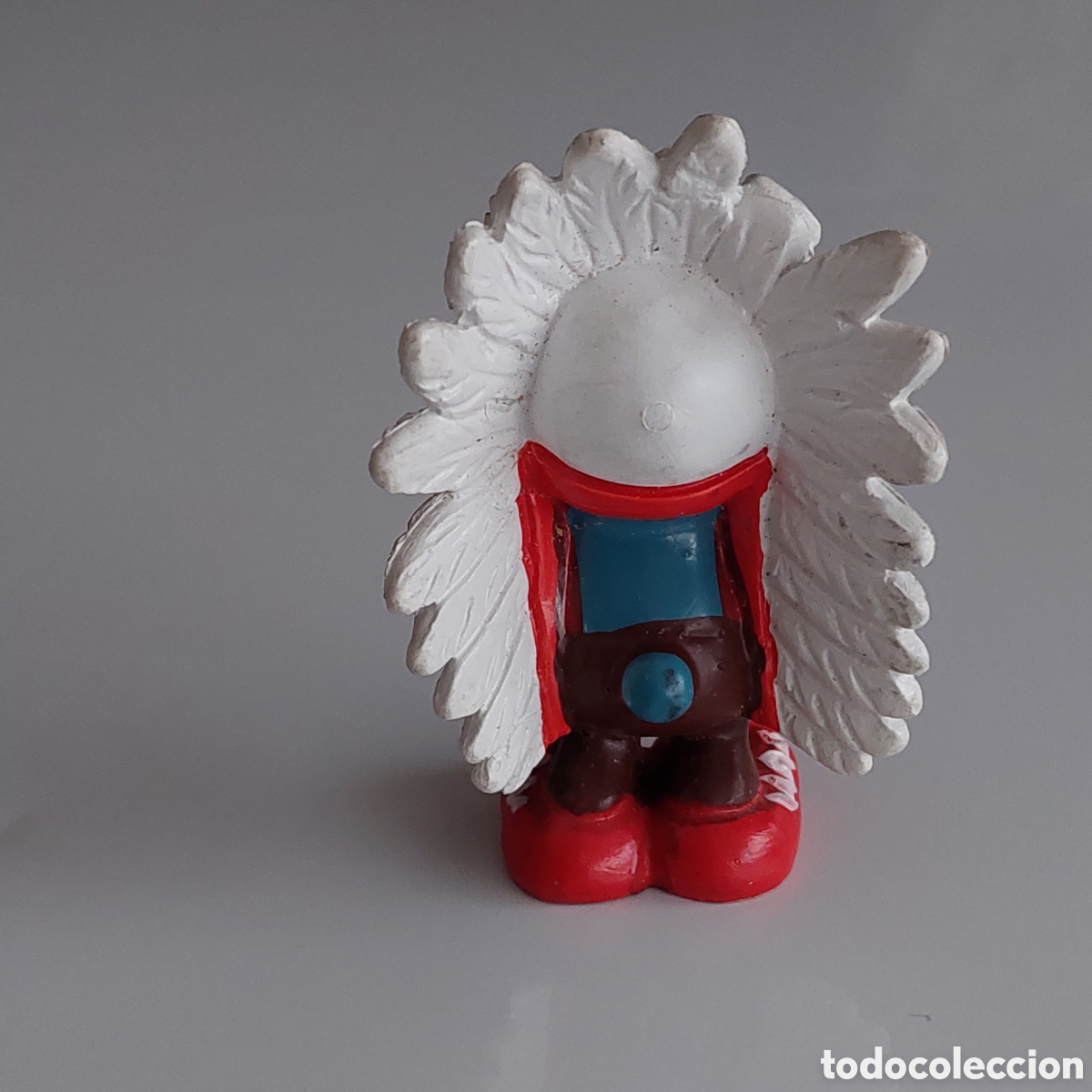 Figuras de goma y PVC: Pitufo jefe indio Peyo 1981 Schleich - Foto 4