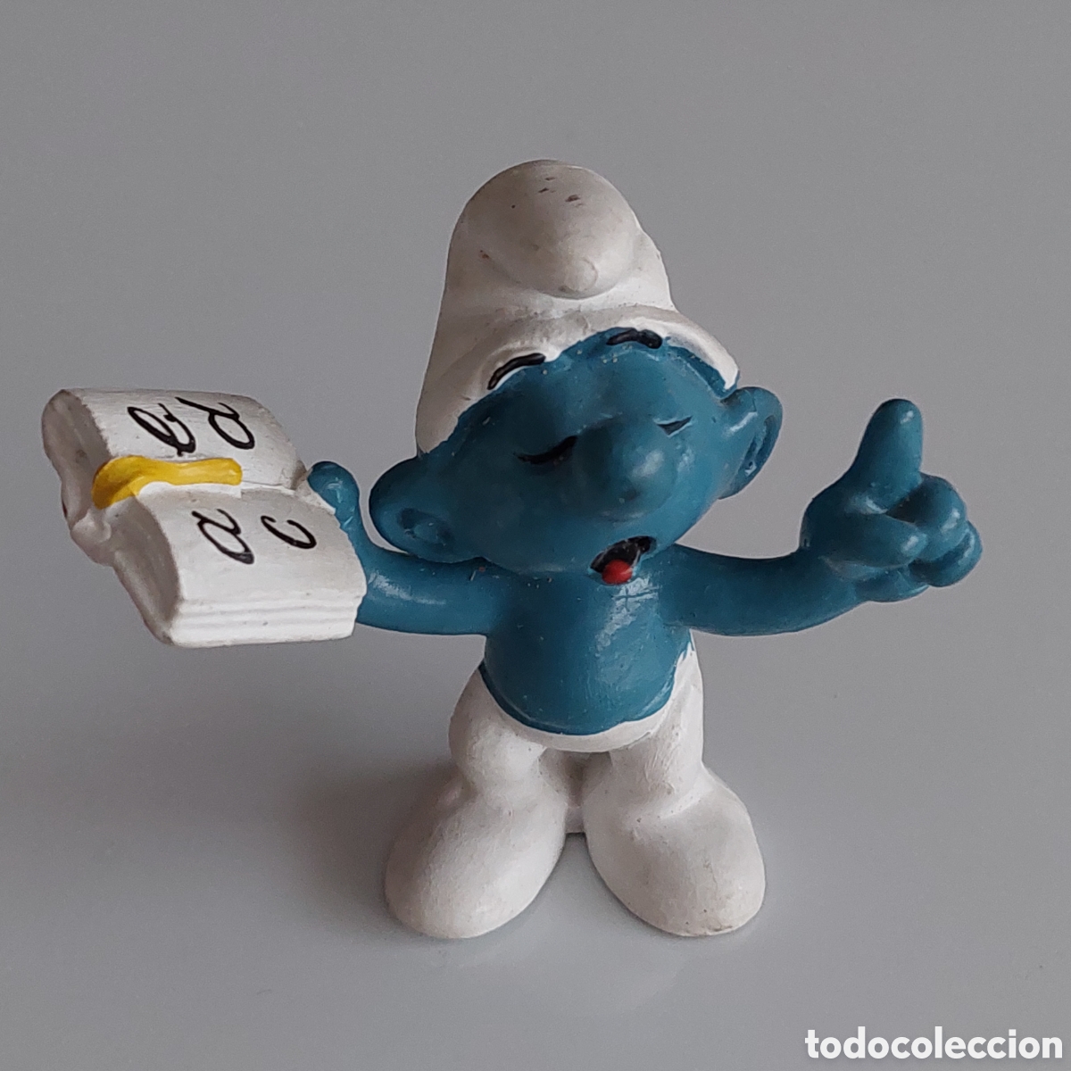 Figuras de goma y PVC: Pitufo profesor con libro W.Germany 1980 - Foto 2