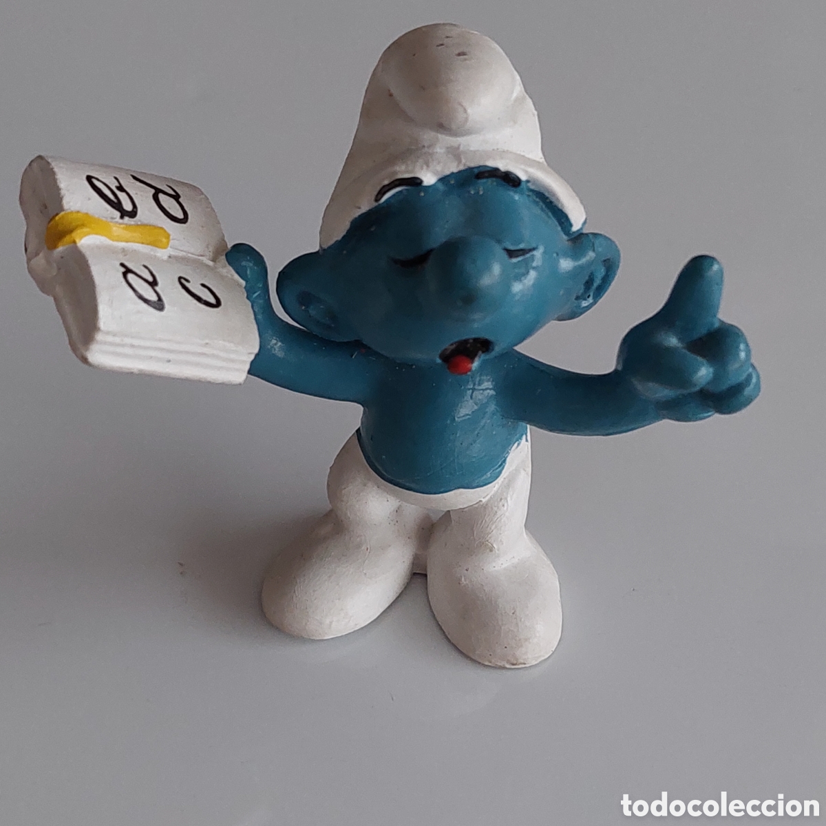 Figuras de goma y PVC: Pitufo profesor con libro W.Germany 1980 - Foto 3