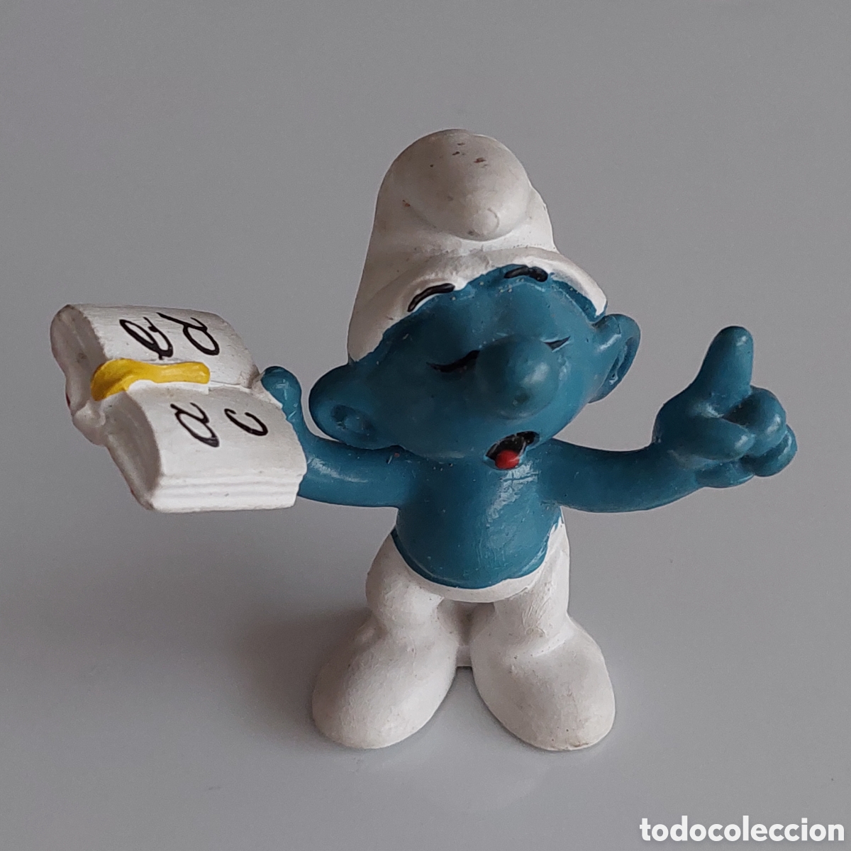 Figuras de goma y PVC: Pitufo profesor con libro W.Germany 1980 - Foto 4