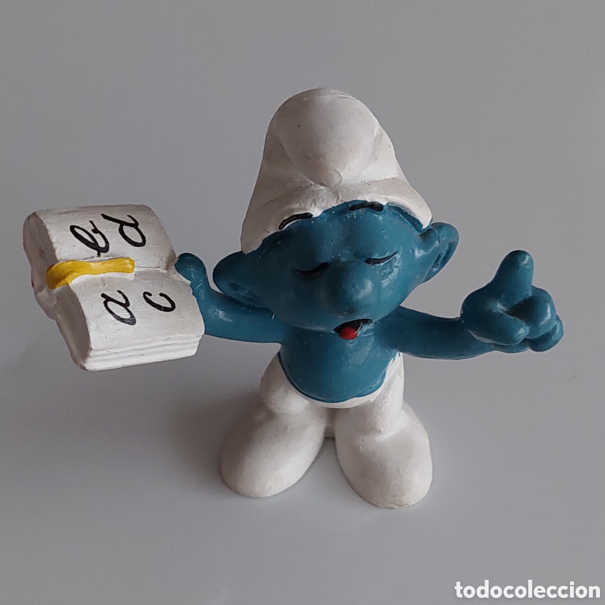 Figuras de goma y PVC: Pitufo profesor con libro W.Germany 1980 - Foto 1